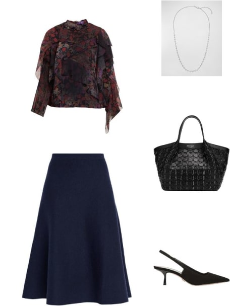 Ilene Ruffle-Trim Floral Chiffon Blouse