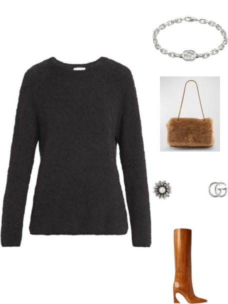 Kate Small YSL Crossbody Bag in Shearling