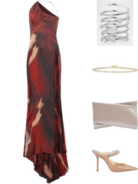Al Fresco Printed Backless Trumpet Gown