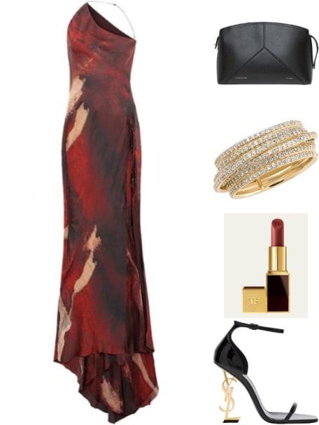 Al Fresco Printed Backless Trumpet Gown