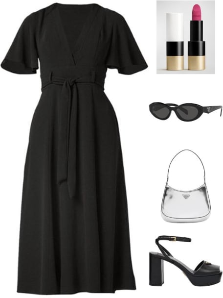 Molly Belted Flutter-Sleeve Midi Dress