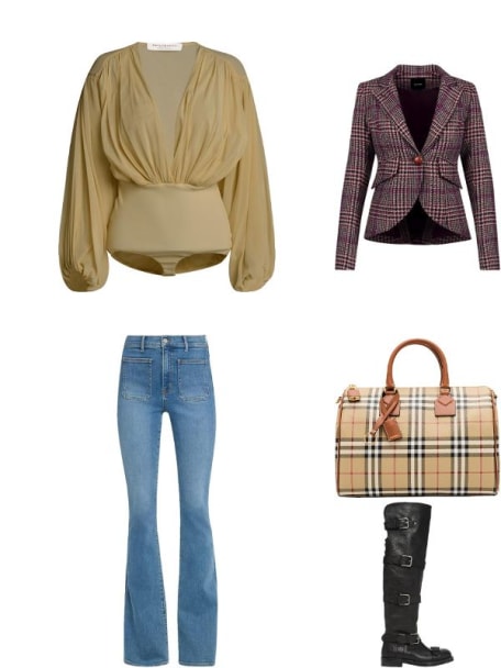 Houndstooth Wool One-Button Blazer