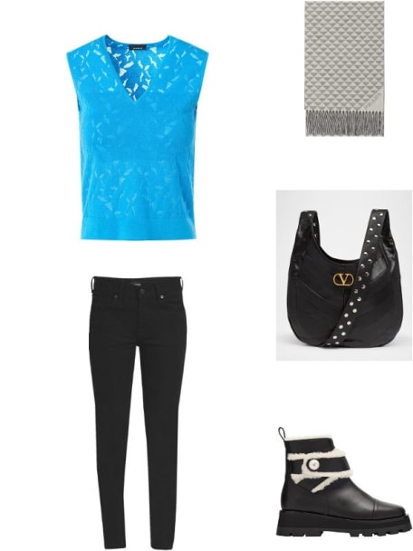 Triangle-Print Wool & Cashmere Scarf