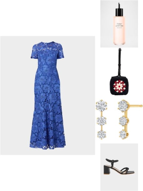 Elie A-Line Floral Lace Gown