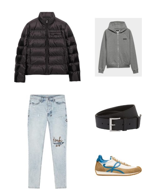 Men's Triangle Logo Saffiano Leather Belt