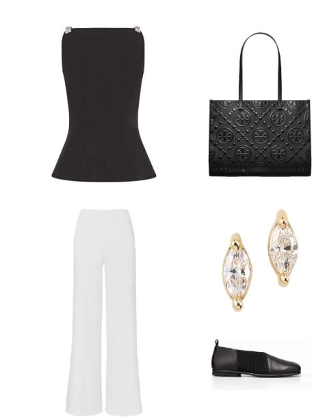 T Monogram Embossed Leather Tote Bag