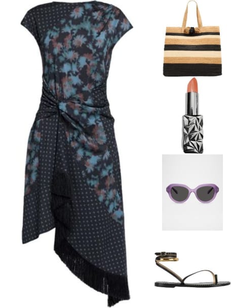 3.1 Phillip Lim Desert Flower Asymmetric Twill Midi Dress | Neiman