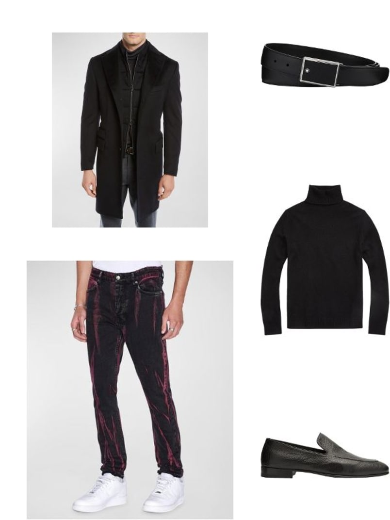 Corneliani Men's ID Wool Top Coat, Black Neiman Marcus