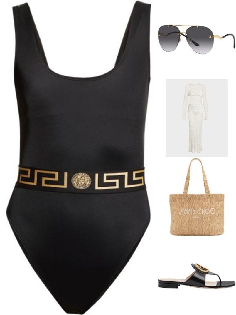 Versace Greca One-Piece Swimsuit | Neiman Marcus