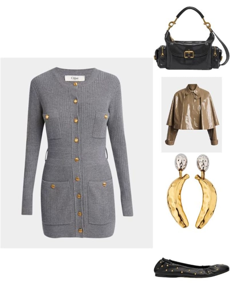 Chloe Slim Multi-Stitch Wool Belted Cardigan | Neiman Marcus