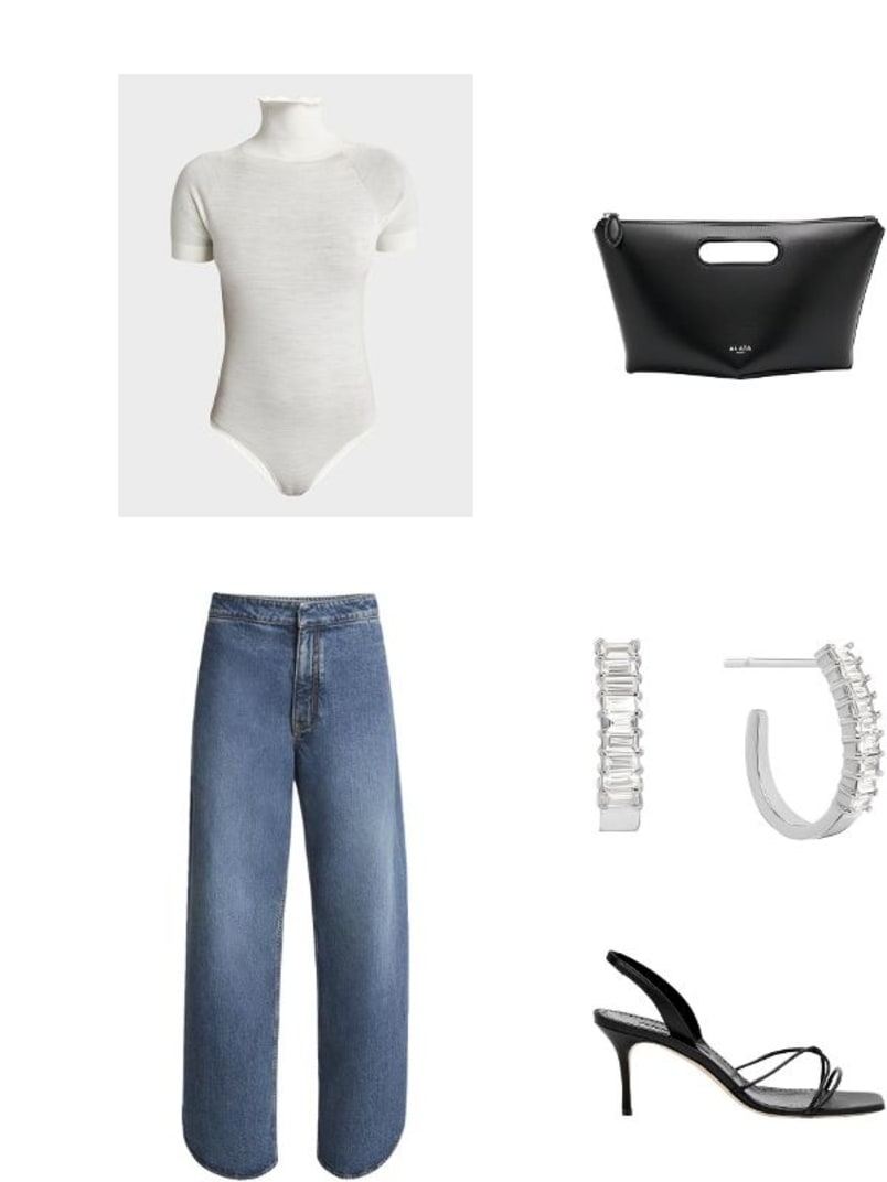 ALAIA Slit Rounded Petal Denim Pants | Neiman Marcus