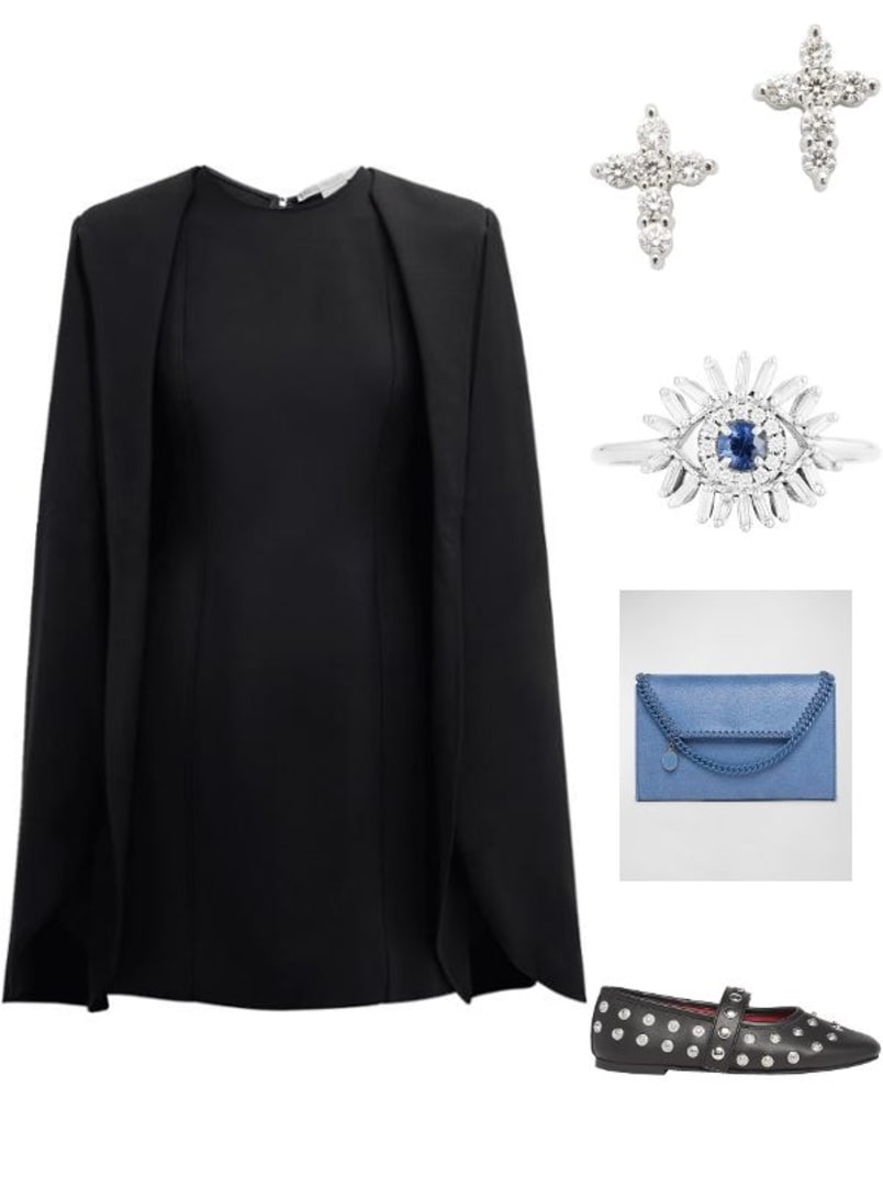 Stella McCartney Structured Cape Mini Dress | Neiman Marcus Stella McCartney Structured Cape Mini Dress | Neiman Marcus
