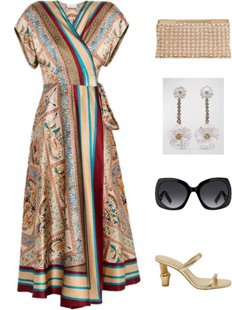 Floral-Print Silk Midi Wrap Dress