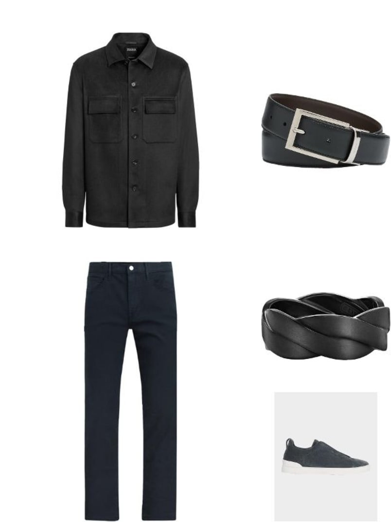 Men's Reversible Adjustable Leather Belt