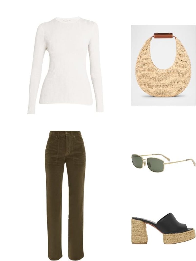 Moon Raffia & Leather Shoulder Bag