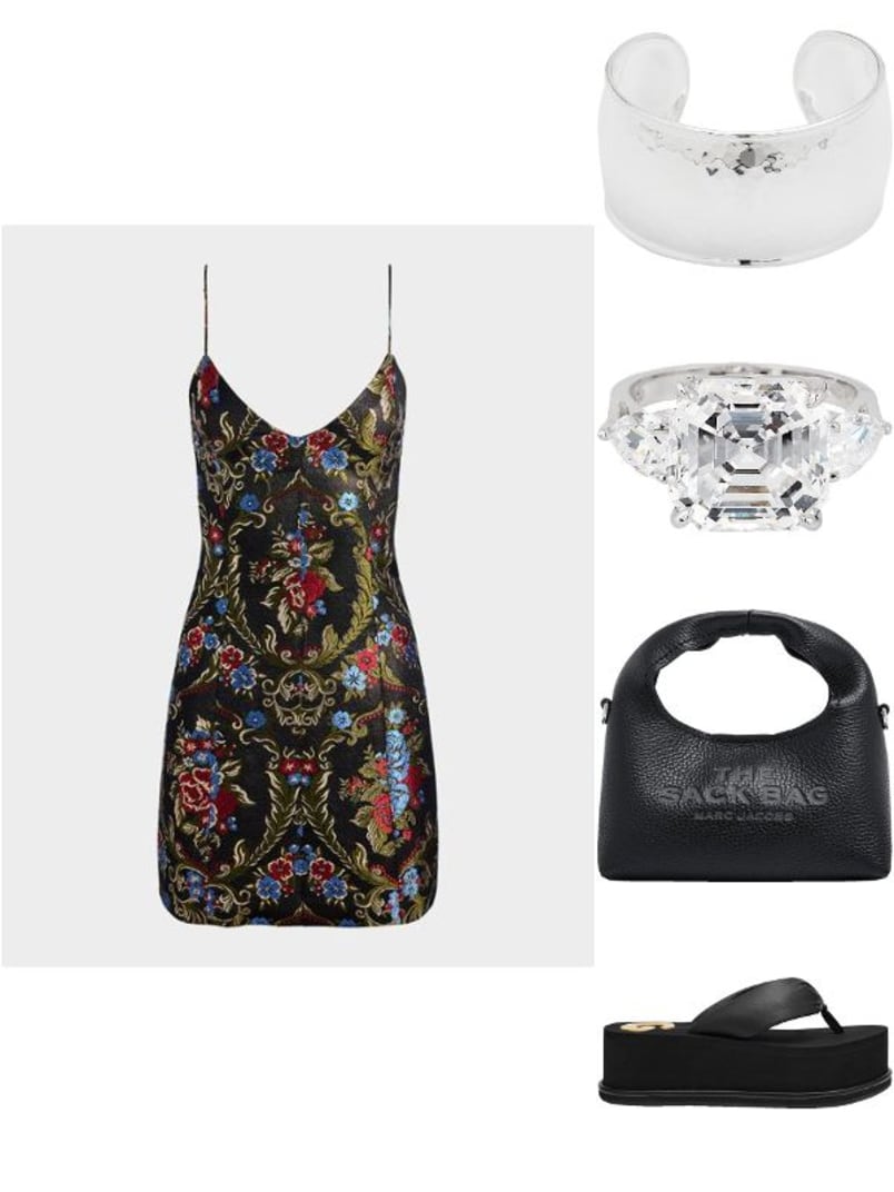 Tayla Floral Jacquard Structured Mini Dress