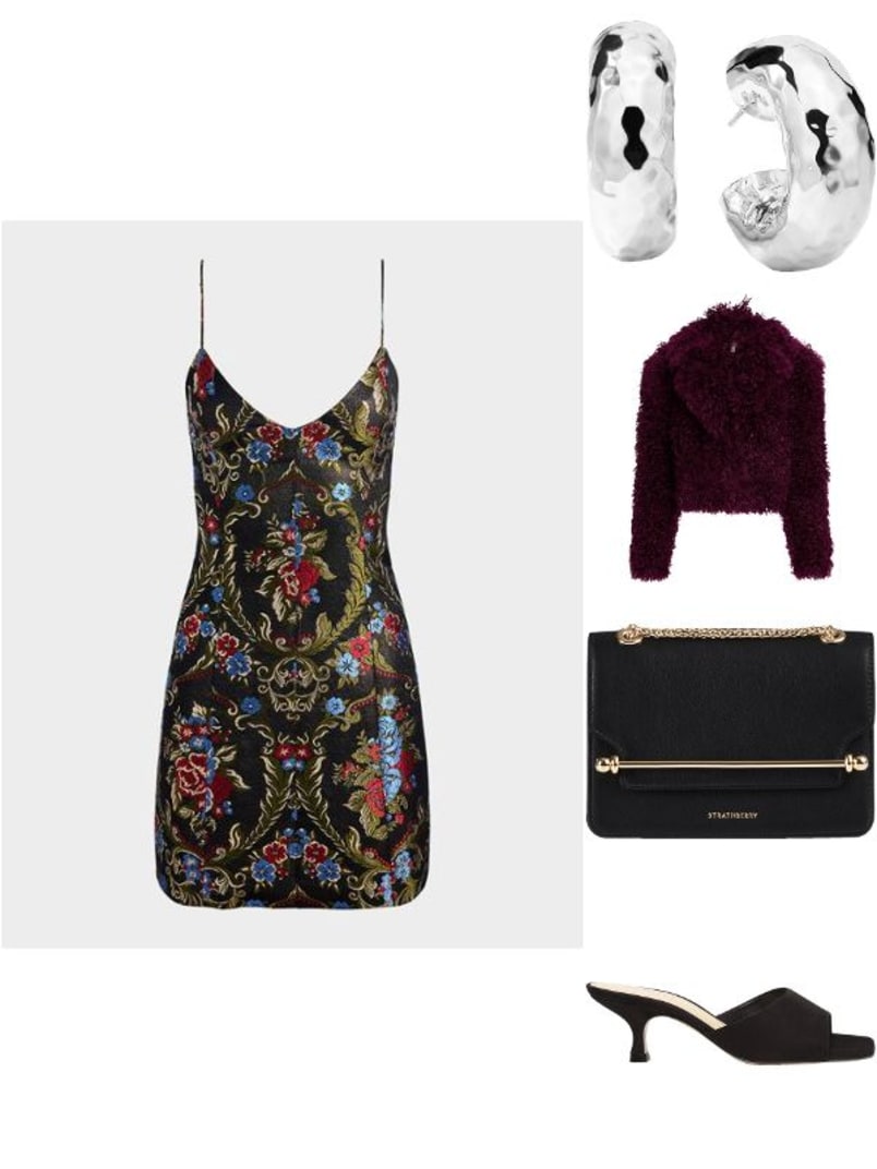 Tayla Floral Jacquard Structured Mini Dress