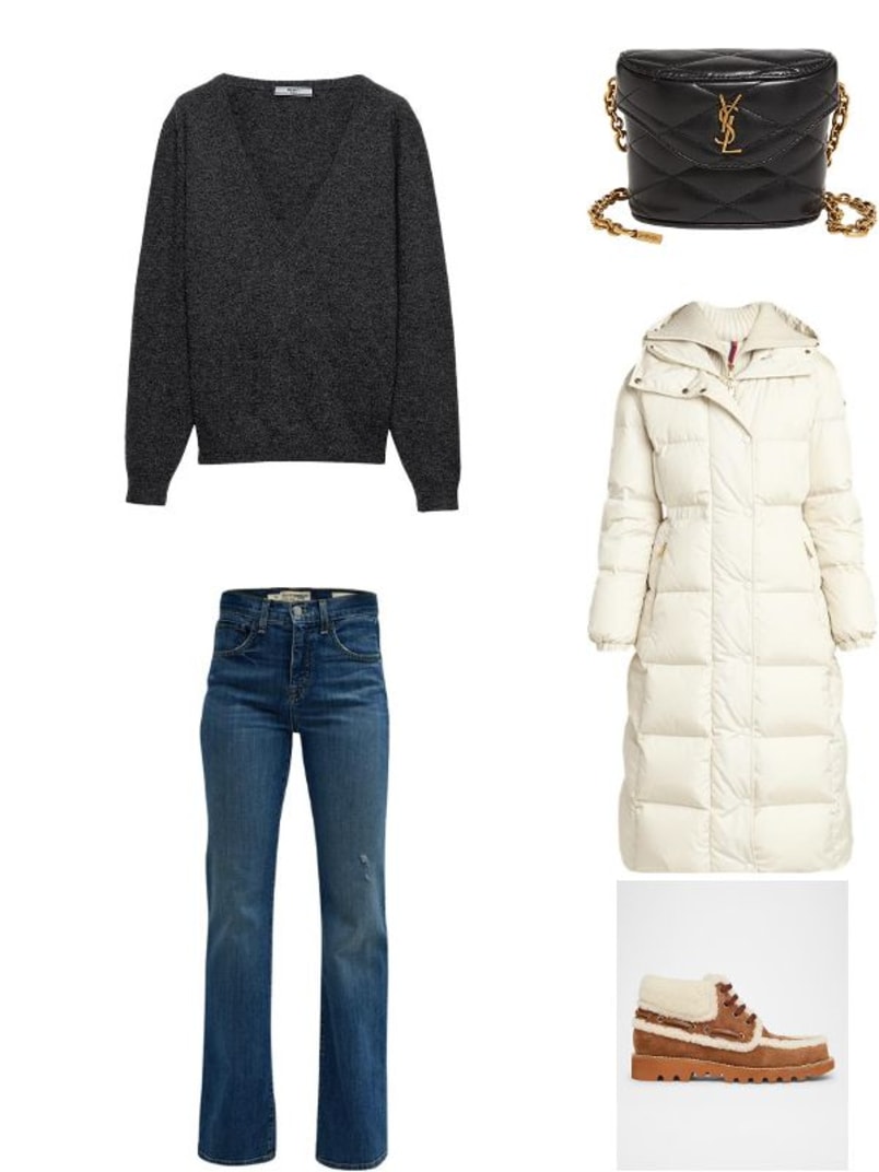 Chamer Long Hooded Down Coat with Detachable Dickey 