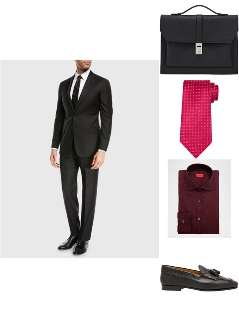 Emporio Armani Super 130s Wool Two-Piece Classic Fit Suit, Black