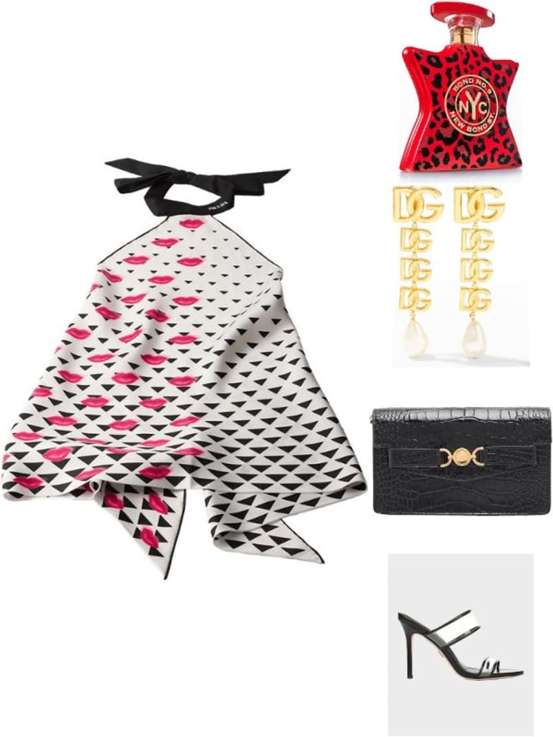 Prada Lips-Print Silk Twill Halter Top | Neiman Marcus
