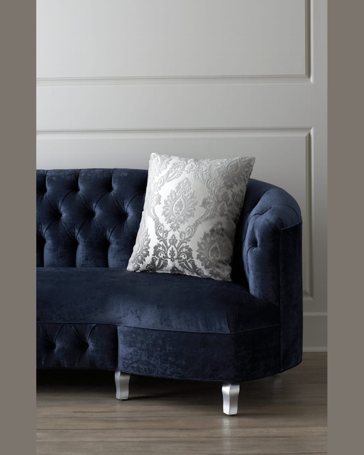 Haute House Majestic Jayne Tufted Sofa 114" In Navy