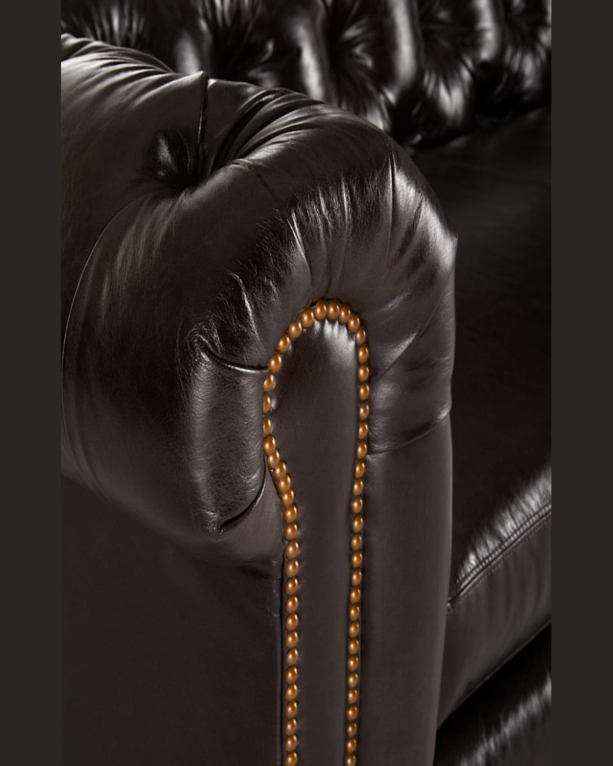 Massoud Davidson 94" Slab Seat Chesterfield Sofa In Cigar