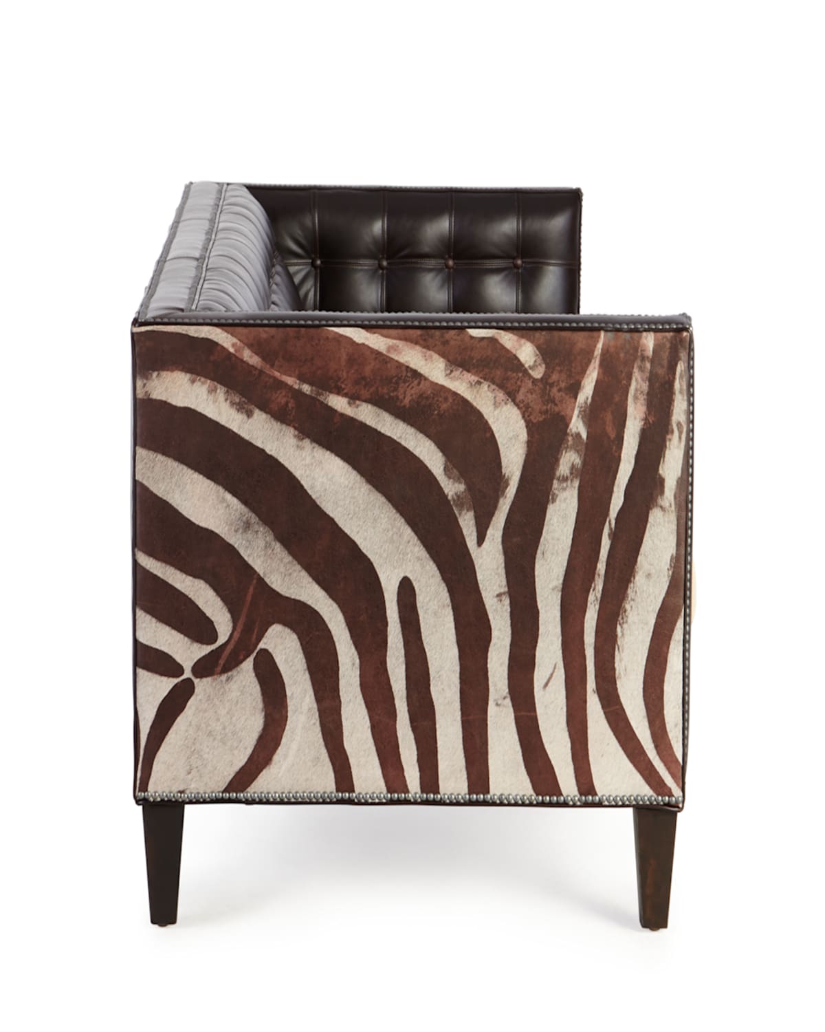 Massoud Geronimo Leather Sofa 90" In Dark Brown