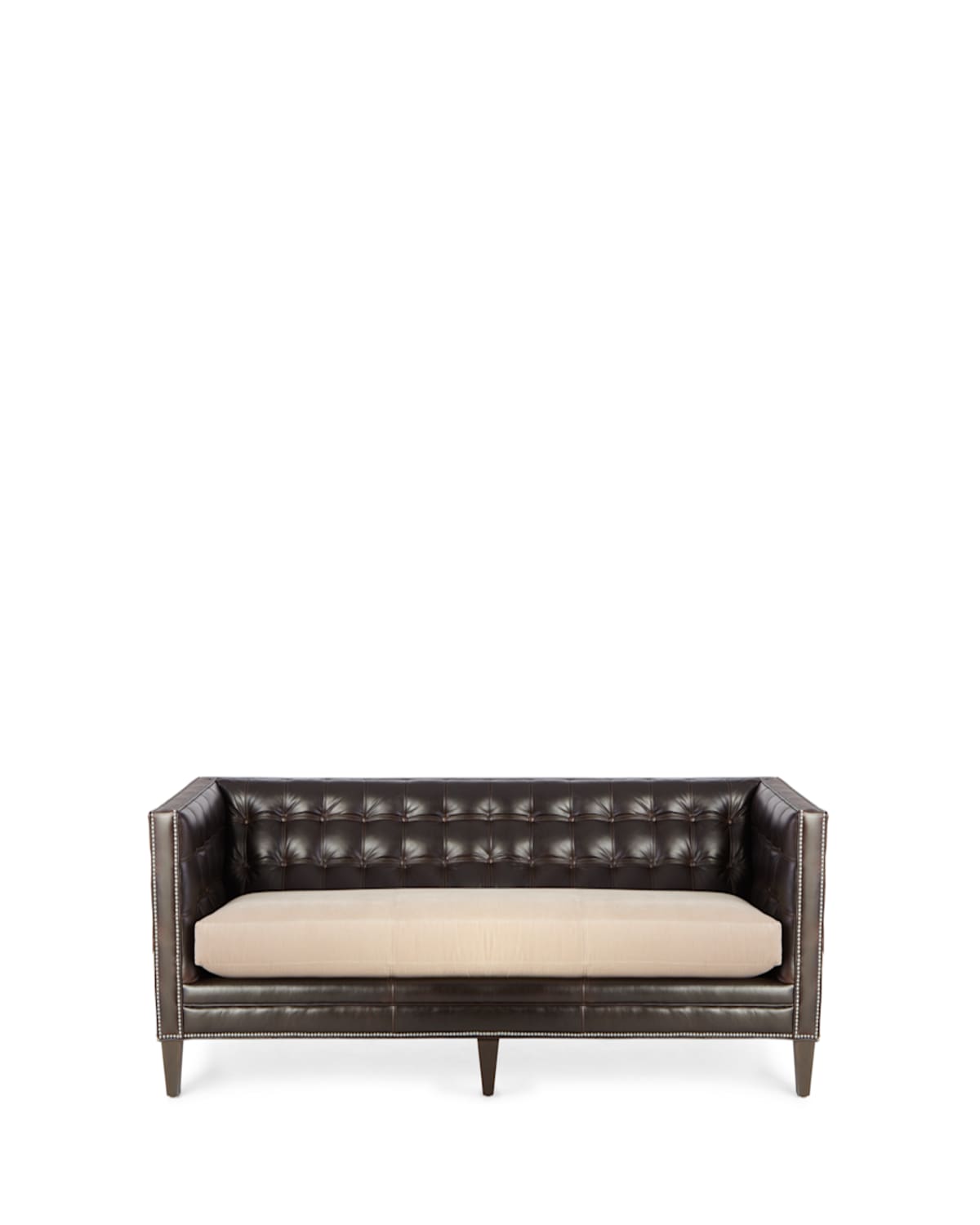 Massoud Geronimo Leather Sofa 90" In Dark Brown
