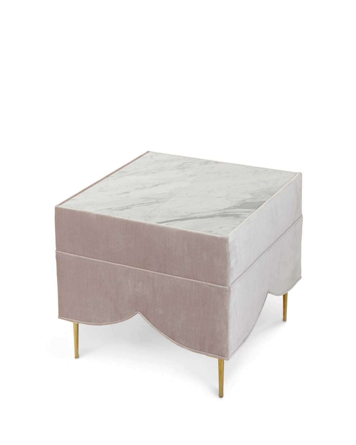 Haute House Valentina Sofa, Ottoman, And Marble-top Side Table In Blush