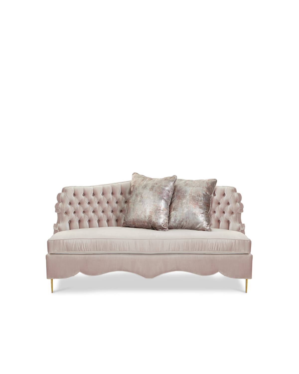 Haute House Valentina Sofa, 83" And Two Tufted Ottomans In Blush