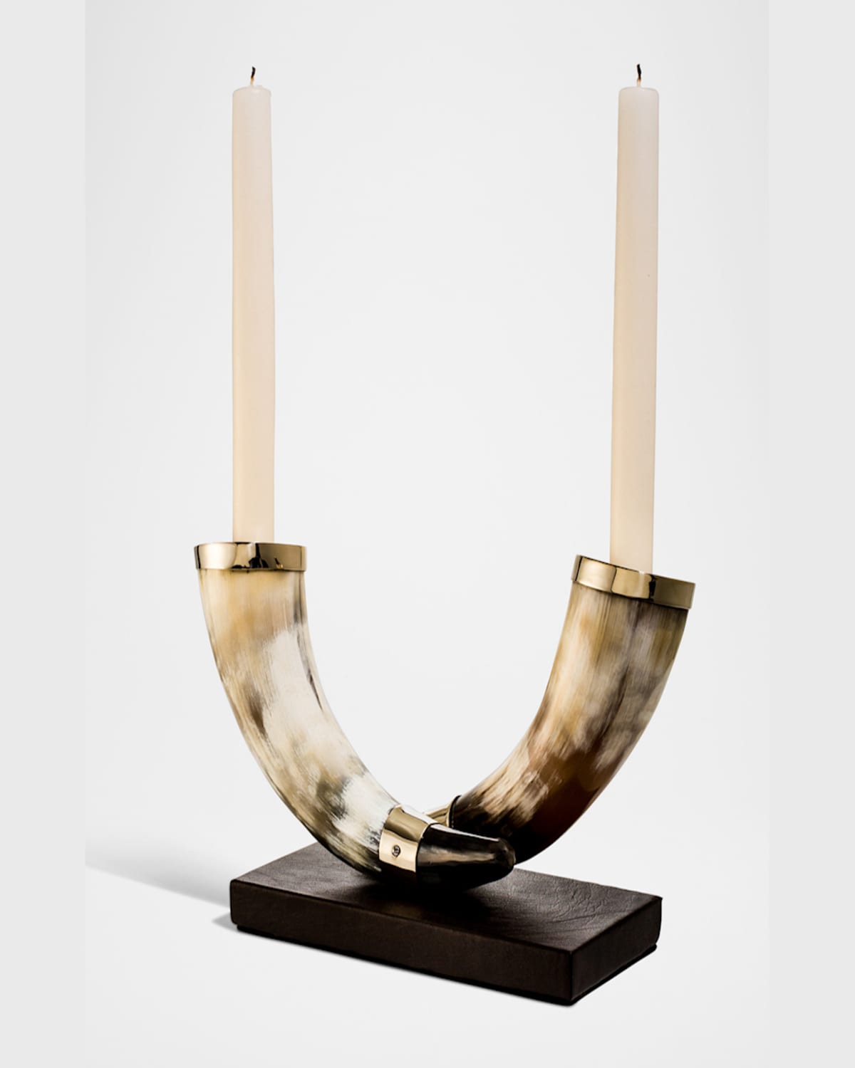 Ladorada Light Bull Horn & Leather Candleholders