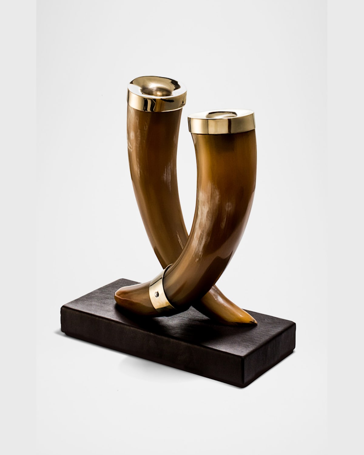Ladorada Light Bull Horn & Leather Candleholders