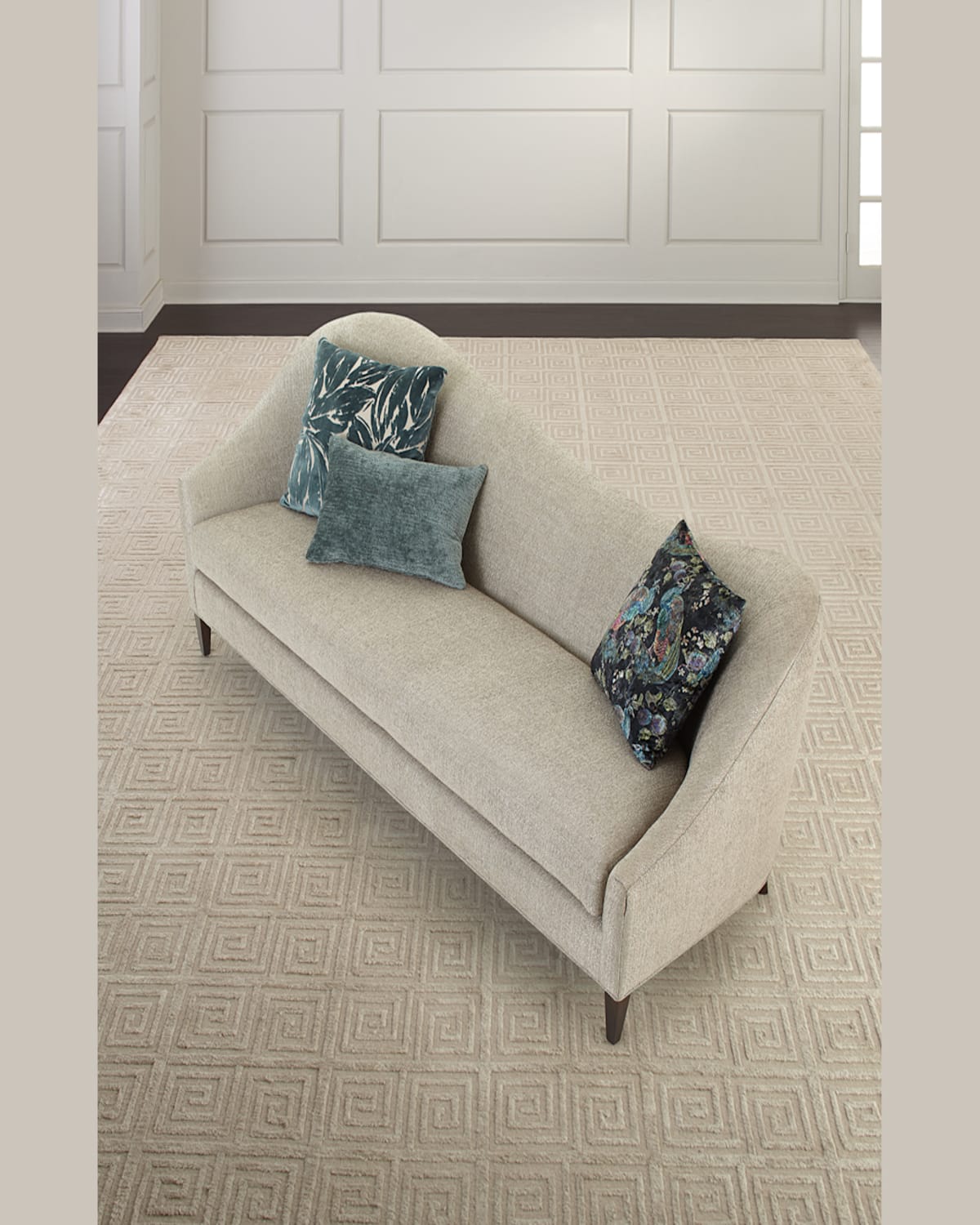 Massoud Raquel Left Facing Curved Sofa, 92" In Beige