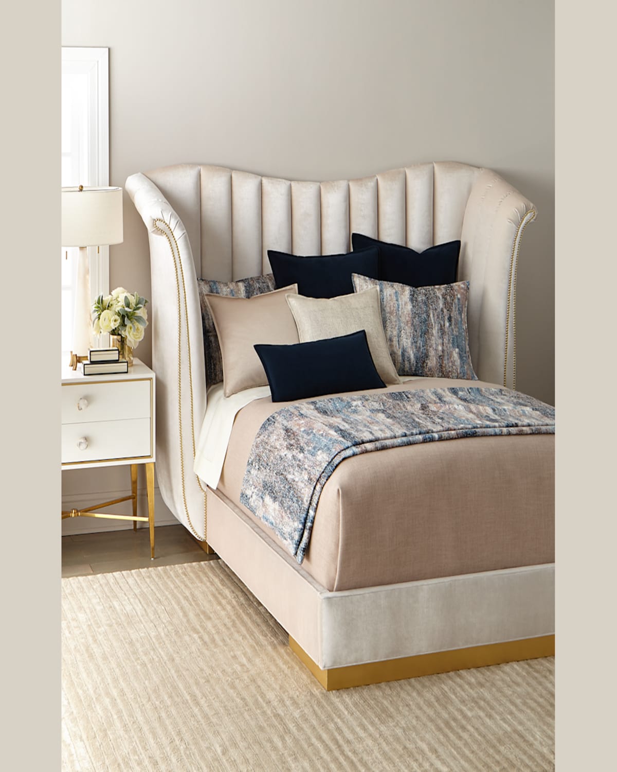 Haute House Moira Snow Channel Tufted King Bed In Snow
