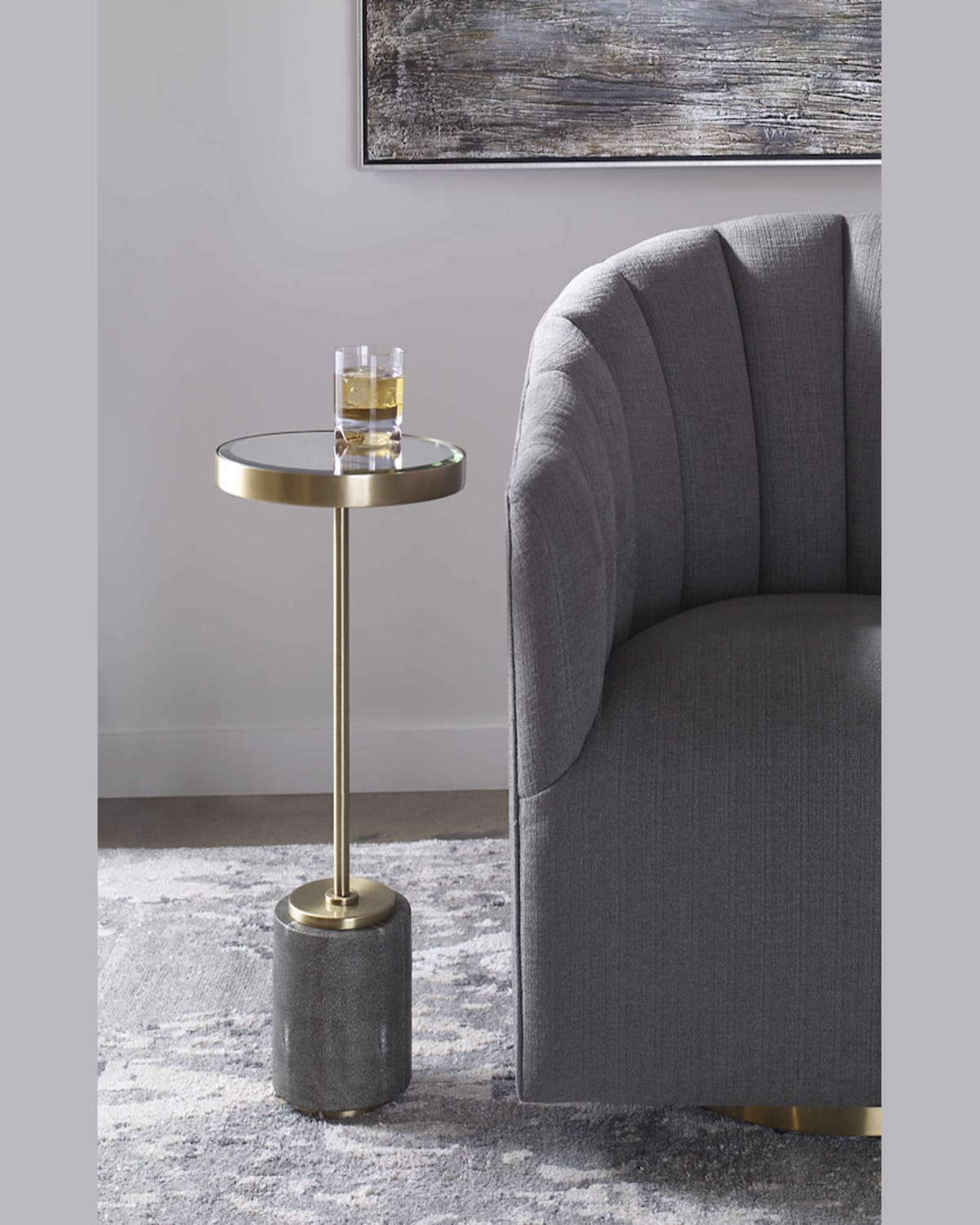 The Uttermost Co Lacey Accent Table In Gray/brass