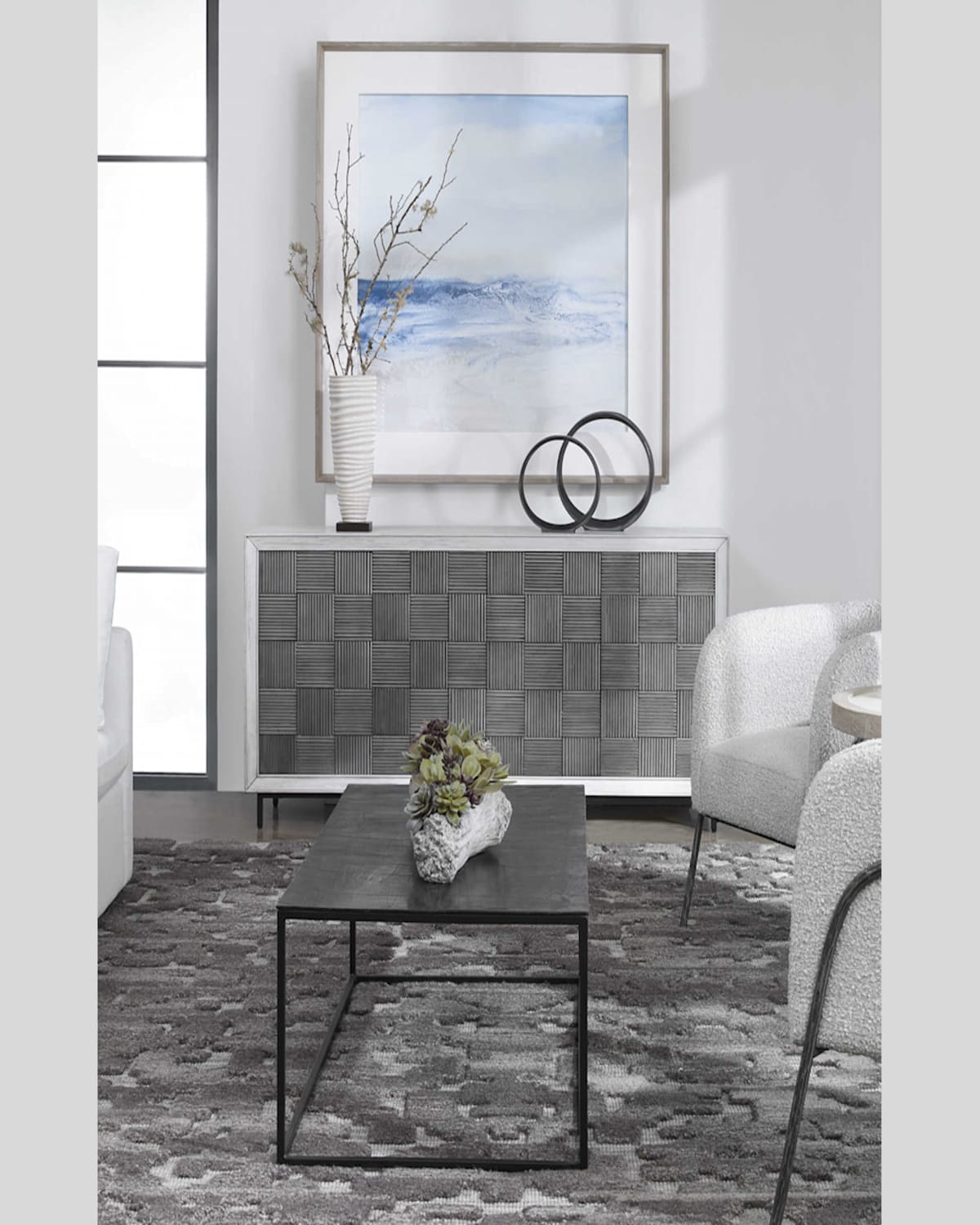 The Uttermost Co Noah Console Cabinet In Pewter Gray 