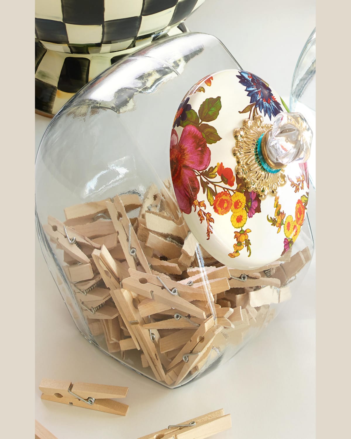 Mackenzie-childs Mackenzie Childs Cookie Jar With Flower Market Lid