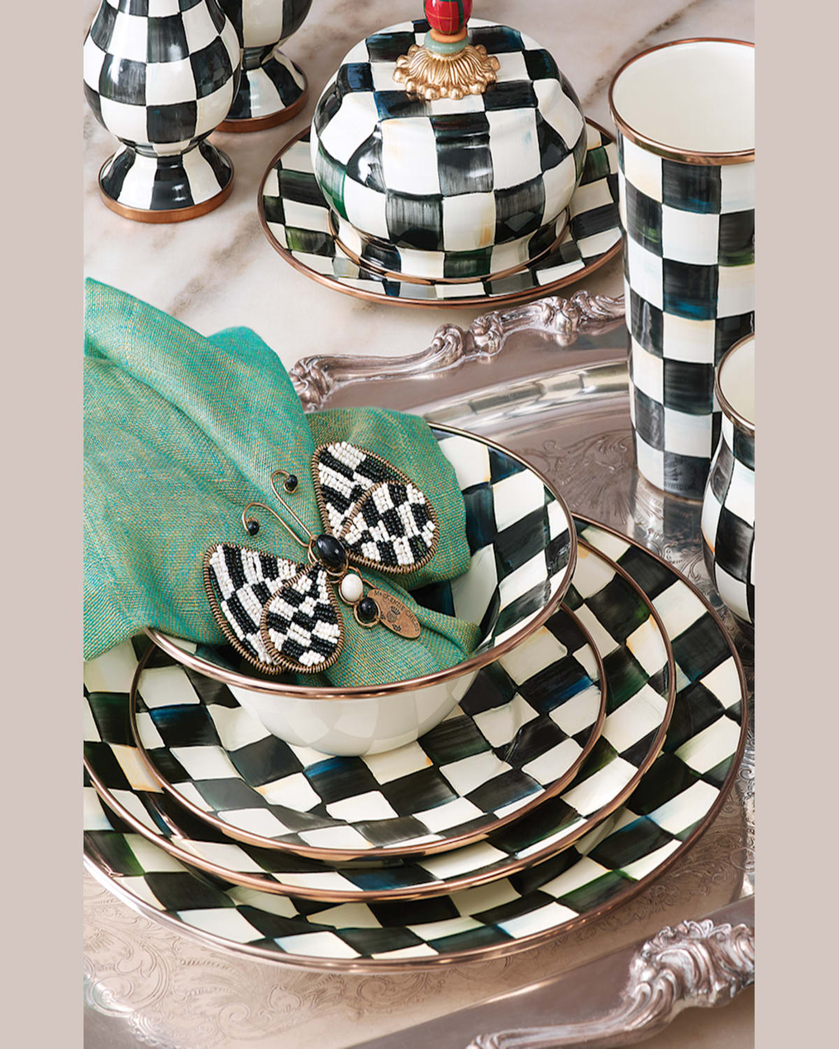 Mackenzie-childs Courtly Check Enamel Breakfast Bowl