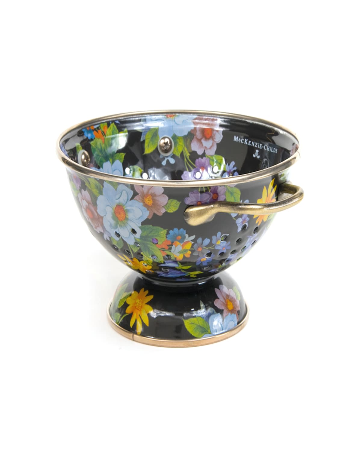 Mackenzie-childs Small Flower Market Colander In Black