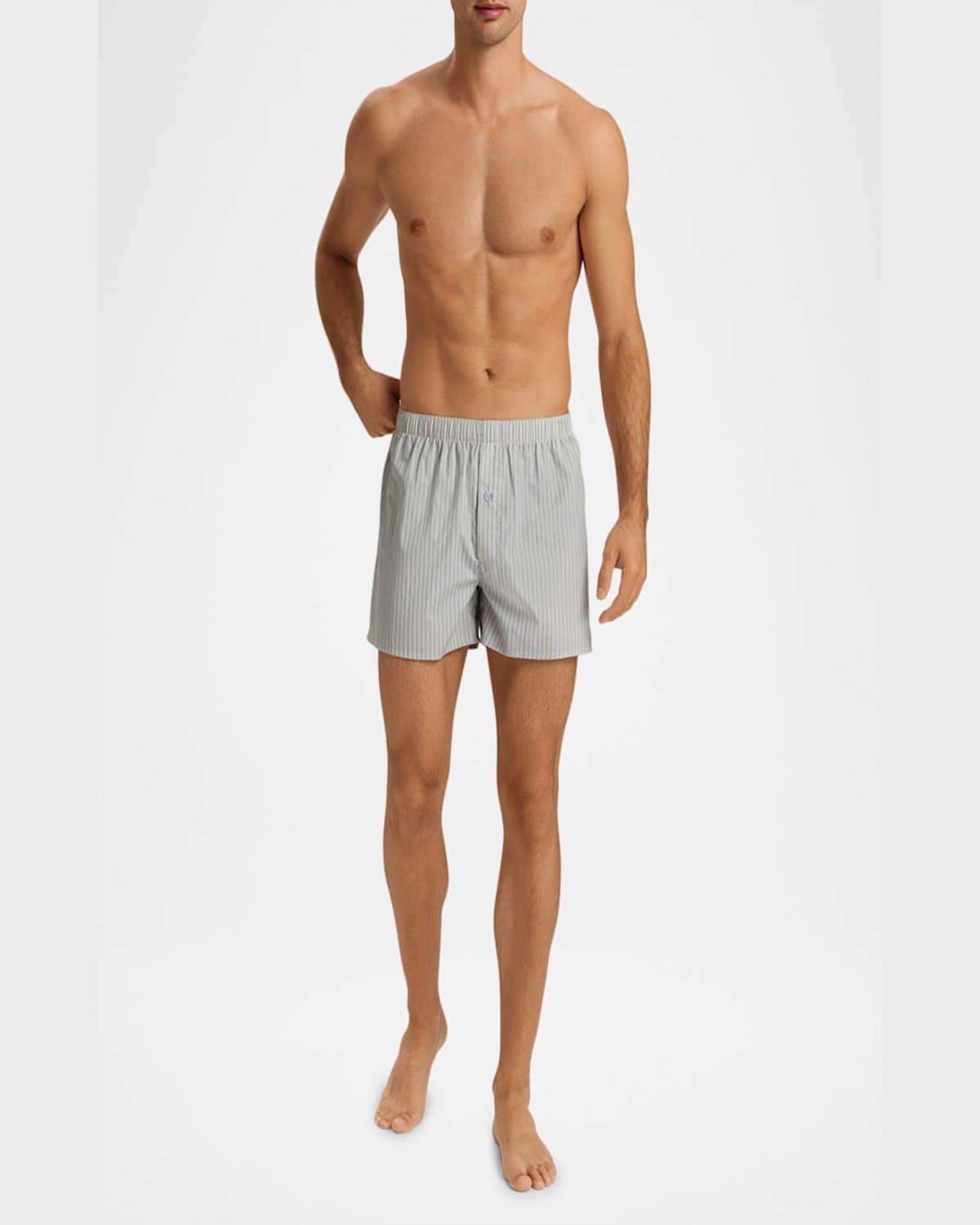 Hanro Fancy Woven Cotton Boxer In Light Stripe