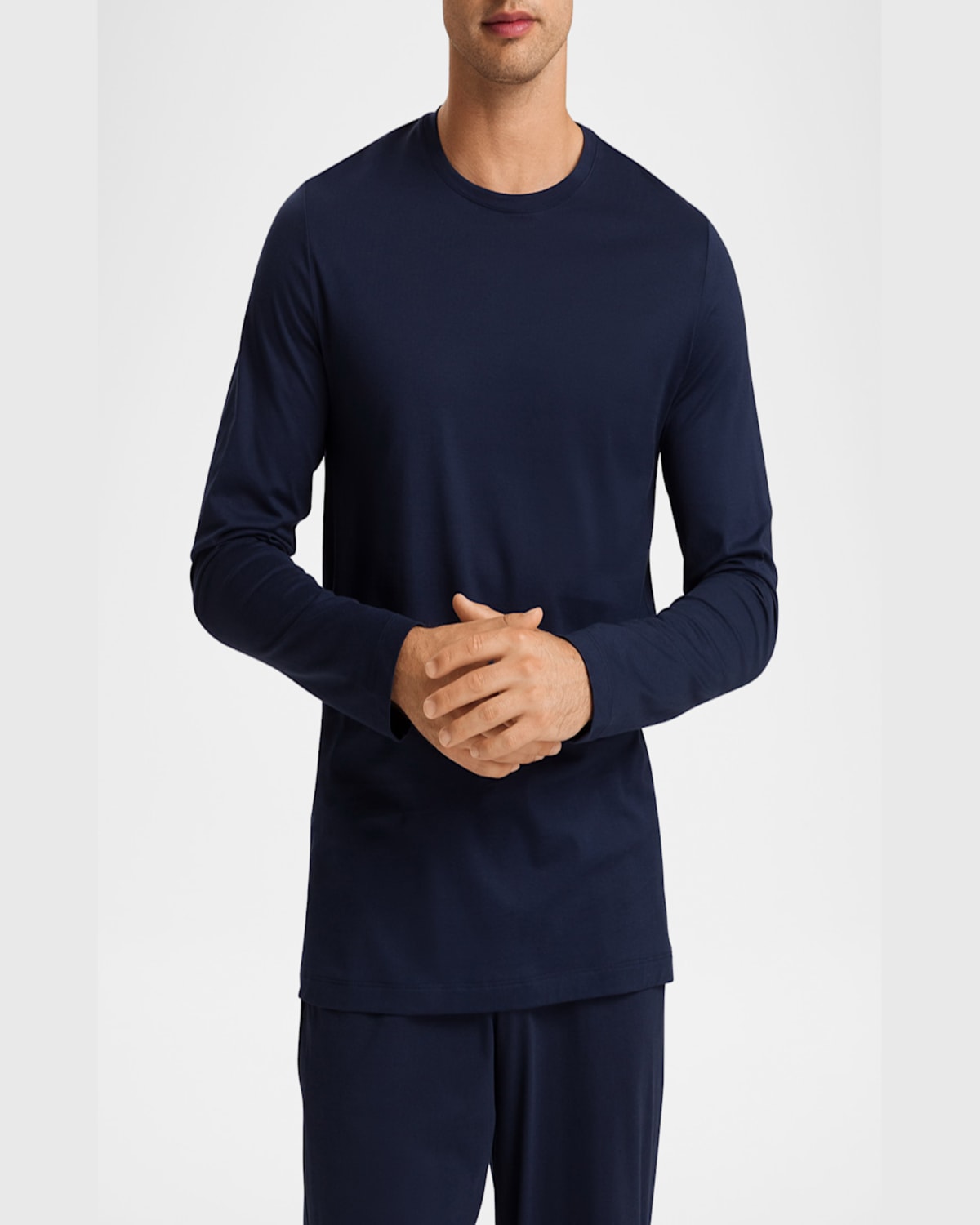 Hanro Night And Day Long Sleeve Shirt In Blue