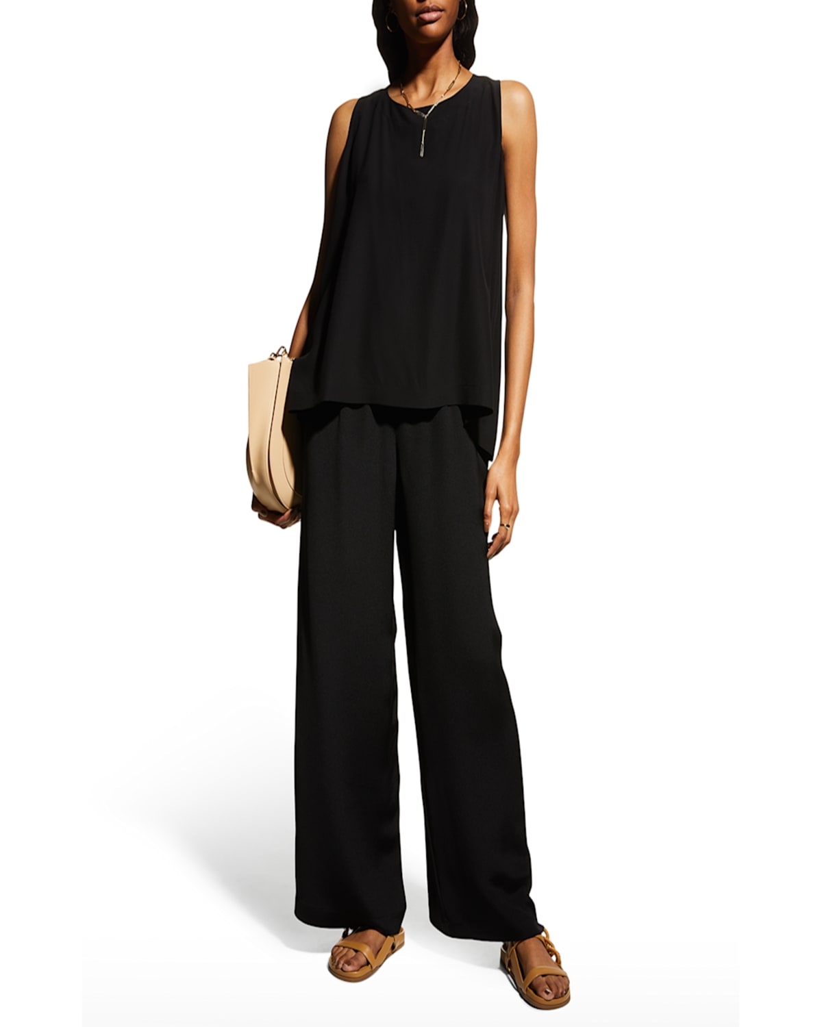 Eskandar Lightweight Crepe A-line Shell In Black