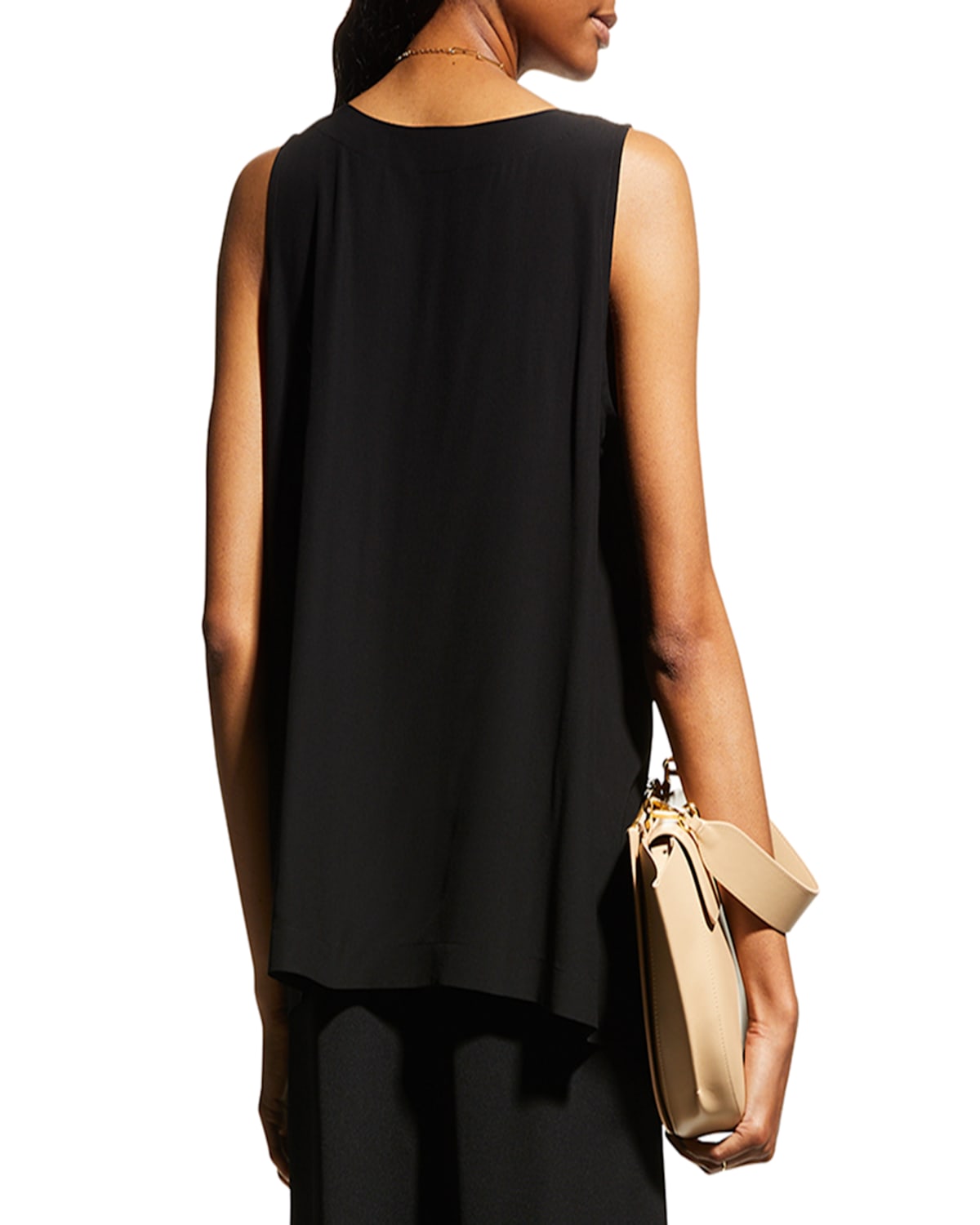 Eskandar Lightweight Crepe A-line Shell In Black