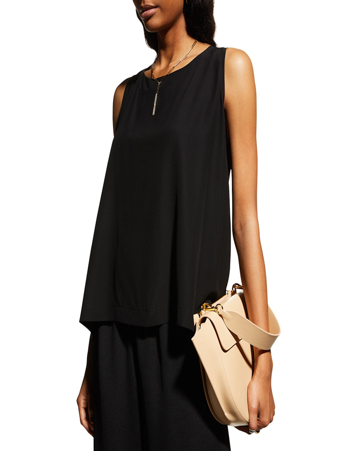 Eskandar Lightweight Crepe A-line Shell In Black