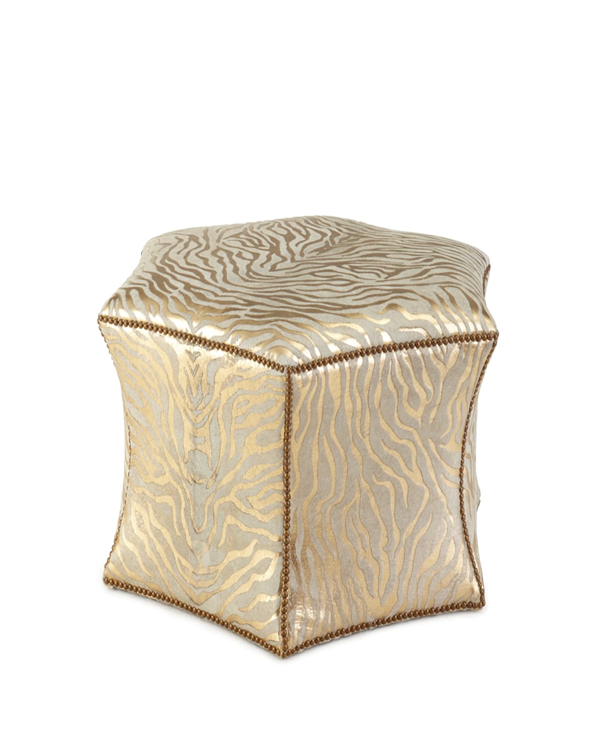 Massoud Alyssa Zebra Ottoman In Gold Zebra
