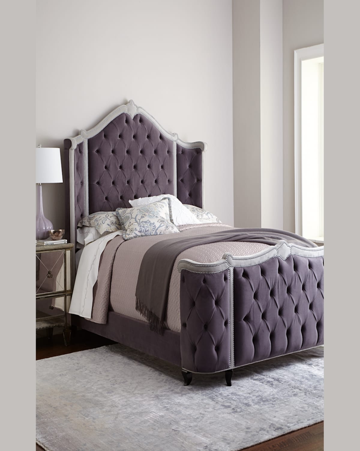 Haute House Penelope King Bed In Plum/gray