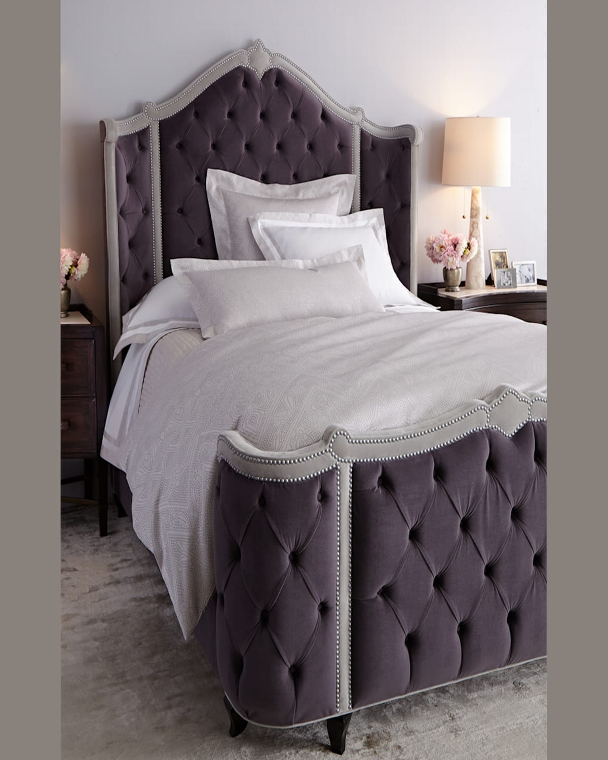 Haute House Penelope King Bed In Plum/gray
