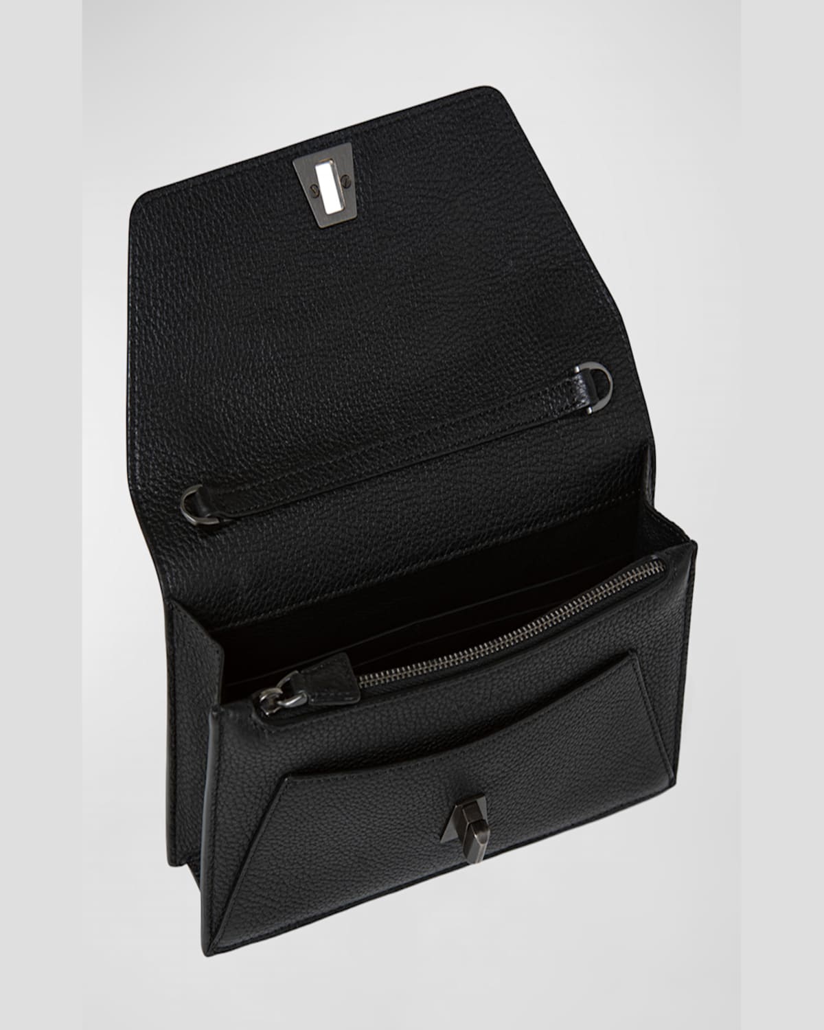 AKRIS ANOUK CERVO LEATHER CLUTCH BAG W/CHAIN 