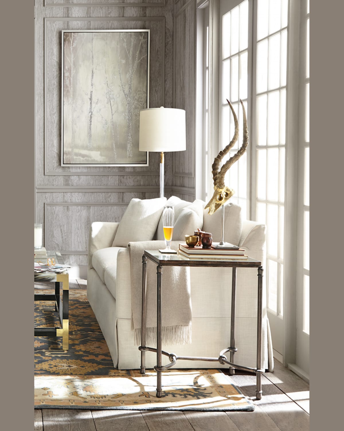 The Uttermost Co Hanigan Glass-top End Table In Brown/glass