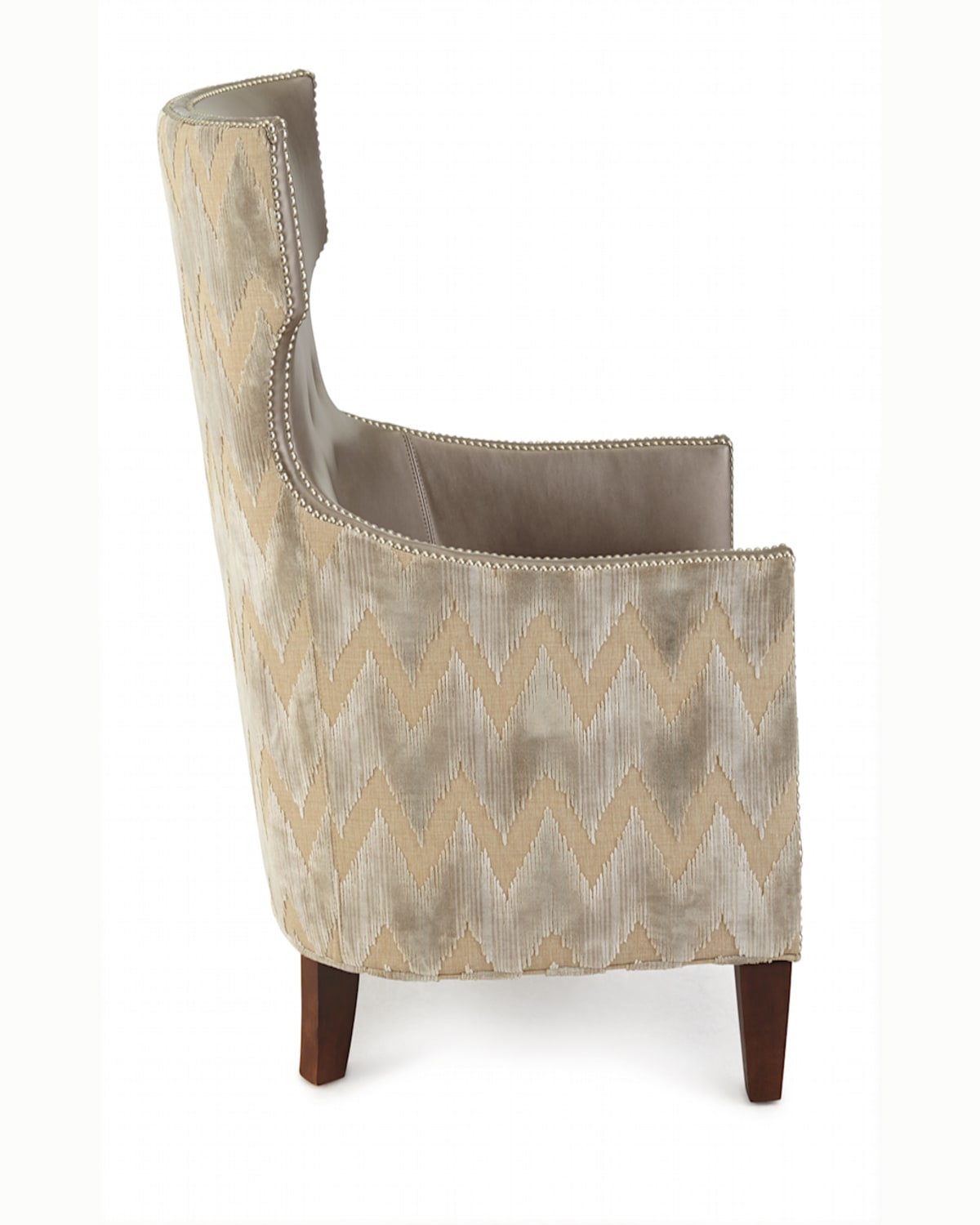 Massoud Thomas Chevron Tufted Chair In Pewter